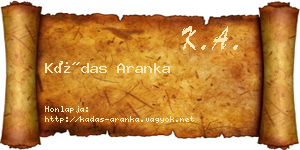 Kádas Aranka névjegykártya
